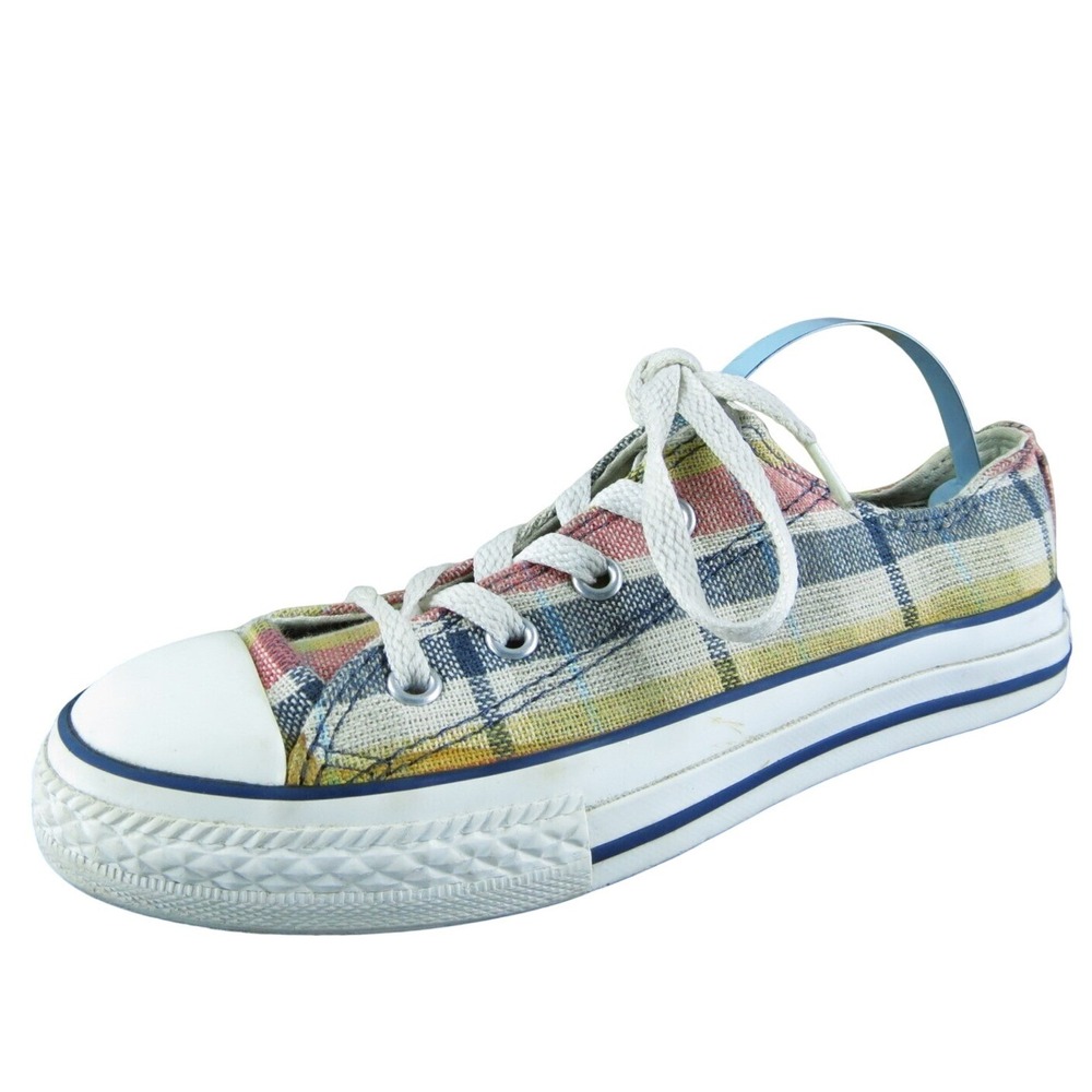 Converse Youth Girls Sneaker Plaid Size 2 Medium Multicolor Fabric Lace Up